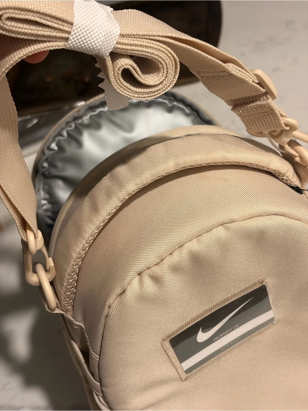 Nike Beige Mini Backpack with Embroidered Patches